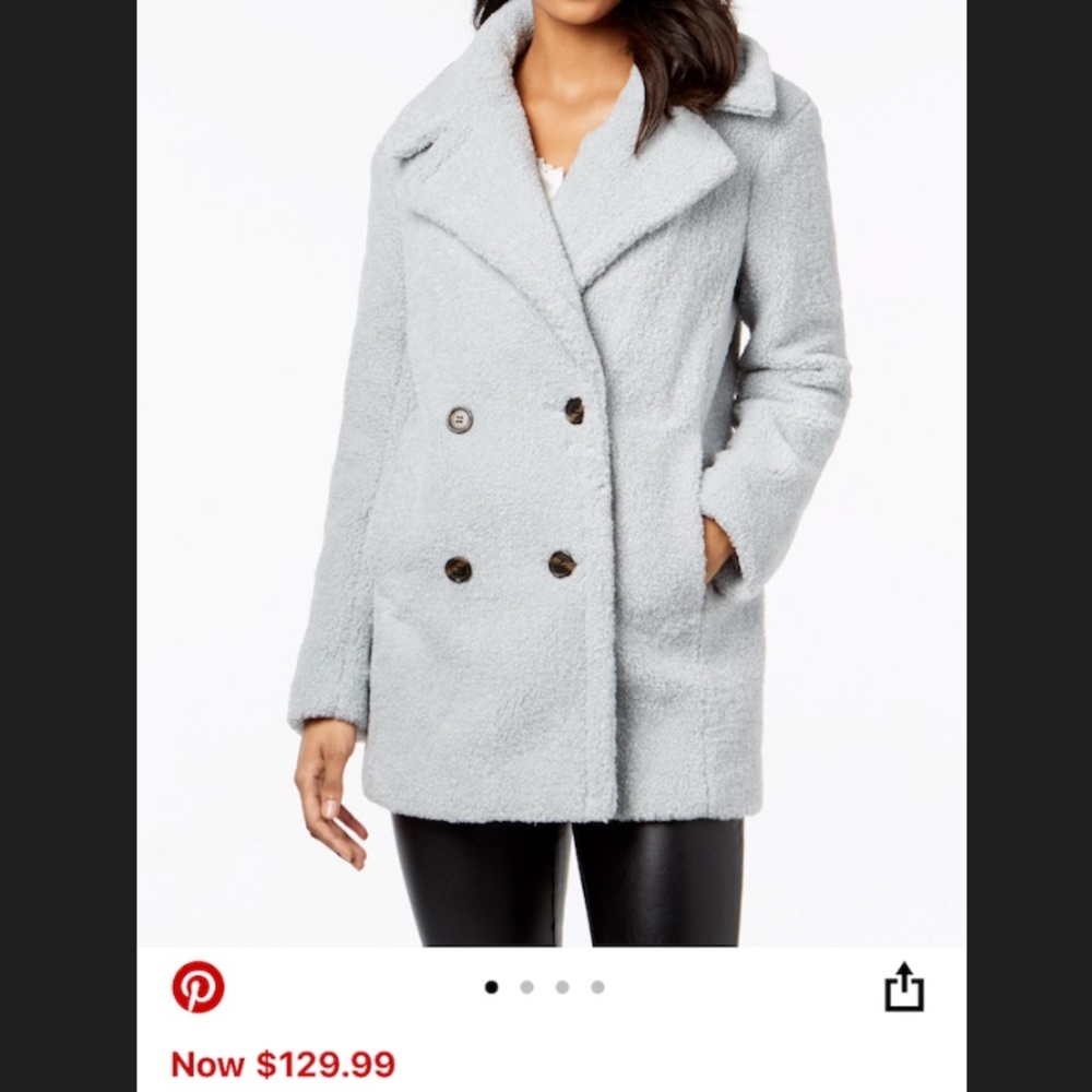 Kenzie double-breasted faux fur iceblue teddy coat